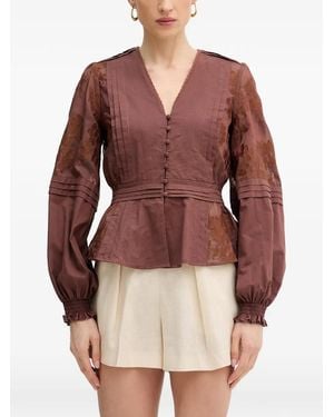 Silvian Heach Embroidered Pintuck-Detail Blouse