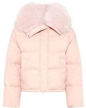 Yves Salomon Shearling-Trim Down Jacket - Pink