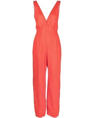 Forte Forte Tuta Intera Sartoriale Con Scollo A V - Rosso