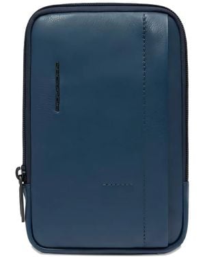 Piquadro Russel Leather Phone Case - Blue