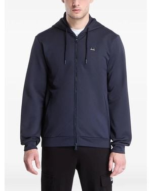 EA7 Lux Identity Logo-Plaque Zip-Up Hoodie - Blue