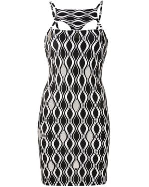 Amir Slama Wave-Print Bodycon Mini Dress - Black