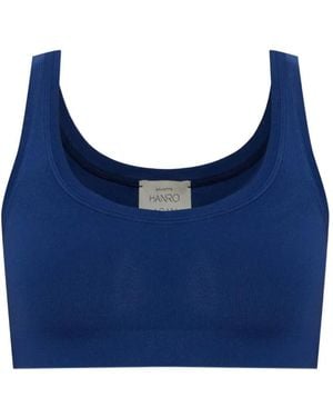 Hanro Shell-Embroidered Cropped Top - Blue