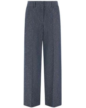 Herno Broek Met Denim-Effect En Persvouw - Blauw