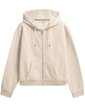 Pringle of Scotland Logo-Embroidered Zip-Up Hoodie - Natural