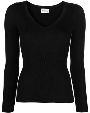 P.A.R.O.S.H. Top De Punto Fino Con Cuello En V - Negro