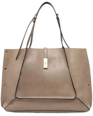 Pollini Stud-Embellished Leather Shoulder Bag - Natural
