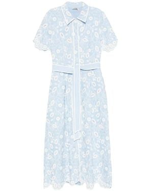 Jonathan Simkhai Audria Midi-Jurk Met Geborduurde Ringlets - Blauw