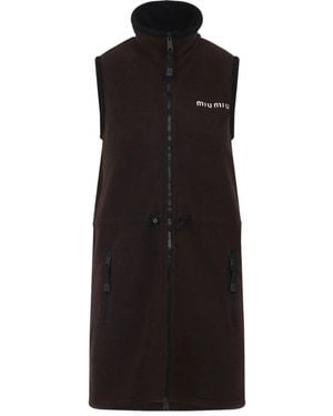 Miu Miu Fleece-Minikleid mit Reißverschluss - Schwarz