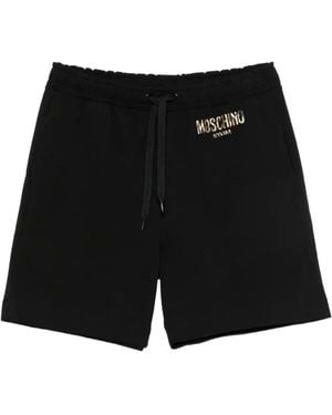 Moschino Logo-Print Drawstring Shorts - Black