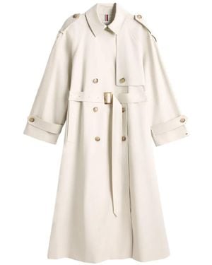 Tommy Hilfiger Belted Button-Fastening Coat - White
