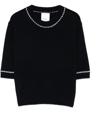 Allude Contrast-Trim T-Shirt - Black
