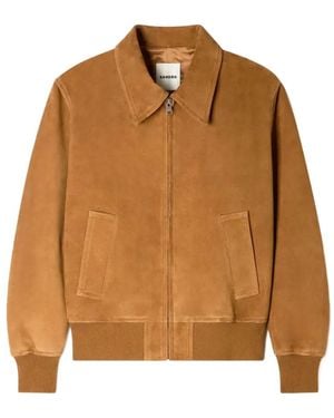 Sandro Suede Leather Jacket - Brown