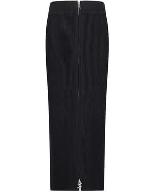 Sportmax Ribbed Zip-Front Maxi Skirt - Black