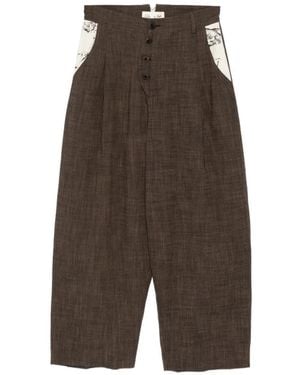 GG IN RED Wid-Leg Pants - Brown