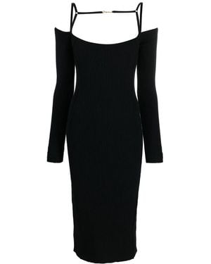 Jacquemus La Robe Sierra Square-Neck Knitted Midi Dress - Black