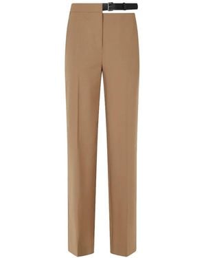 Semicouture Debbie Belted Straight-Leg Pants - Natural