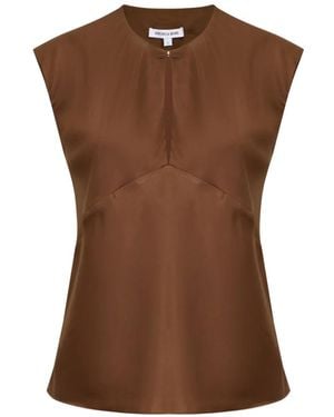 Veronica Beard Sparrow V-Neck Blouse - Brown