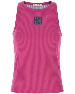 Marni Ribbed Tank Top With Applique - Pink