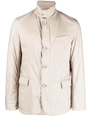 Herno Nylon Single-breasted Jacket - Natural