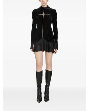 Daisy London Minikleid Aus Samt Mit Faltenrock - Schwarz