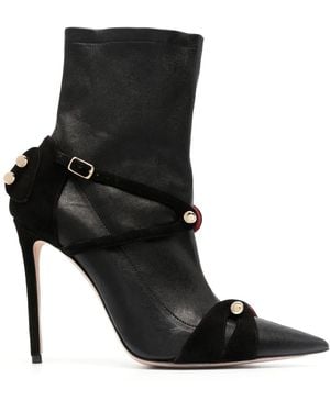 HARDOT Pointed Leather Ankle Boots - Black