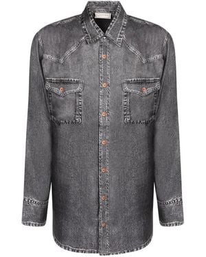 Pierre Louis Mascia Camisa Vaquera Aloe Estilo Western - Gris
