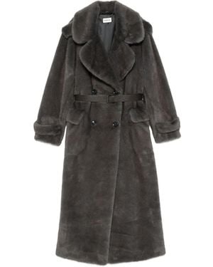 P.A.R.O.S.H. Belted Double-Breasted Coat - Black