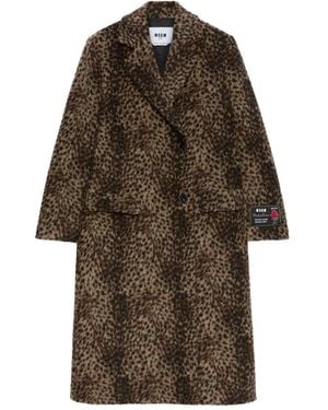 MSGM Leopard-print double-breasted coat - Marrón