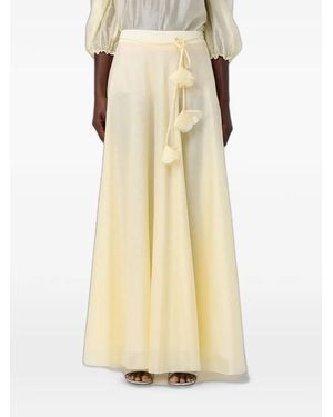 Hanita Floral-Detail Chiffon Maxi Skirt - Natural