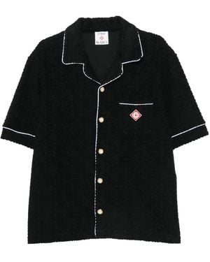 CASABLANCA Contrast-Trim Logo-Patch Shirt - Black