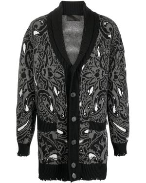 Philipp Plein Cardigan Con Stampa Paisley - Nero