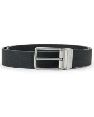 Lacoste Logo-Engraved Leather Belt - Black