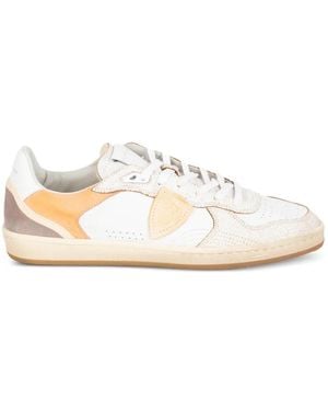 Philippe Model Panelled crackle-effect sneakers - Weiß