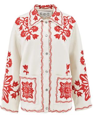 Sea Liliana Applique-Floral Jacket - Red