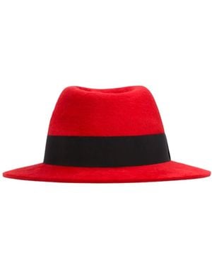 Saint Laurent Sombrero fedora de lana - Rojo