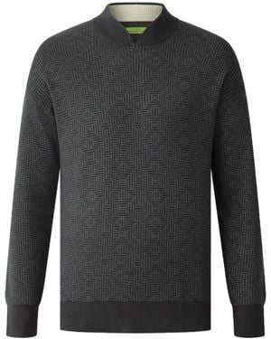Shanghai Tang Jacquard-Pattern Sweater - Gray