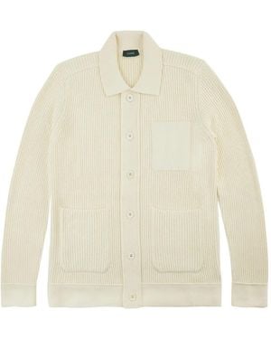 Zanone リブ カーディガン - ホワイト