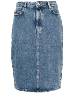 Moschino Logo-Appliqué Pencil Denim Skirt - Blue