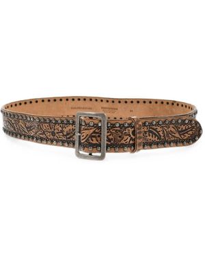 DSquared² Floral-Pattern Studded Belt - Brown
