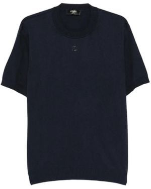 Fendi Logo-Detail T-Shirt - Blue