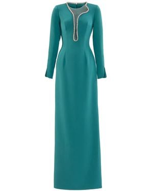 Saiid Kobeisy Crystal Embellished Maxi Dress - Green