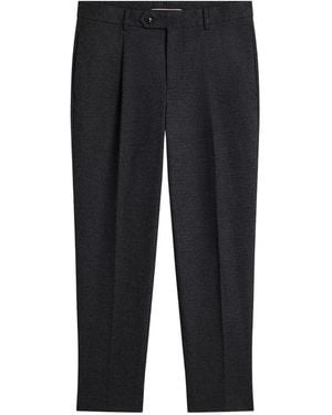 Tommy Hilfiger Pleated Micro-Check Tapered-Leg Tailored Trousers - Black