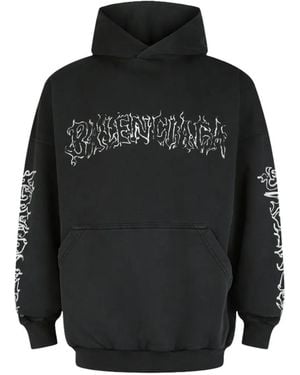 Balenciaga Sudadera Con Capucha Y Detalle De Logo - Negro