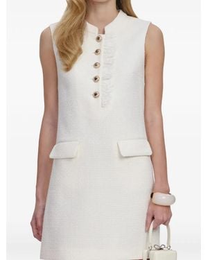 Self-Portrait Lace-Trim Bouclé Mini Dress - White