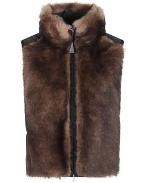 Moncler Panelled Zip-Up Gilet - Brown
