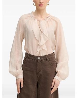 Guess Ruffled Long-Sleeve Blouse - Natural