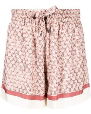 Brunello Cucinelli Geometric-Print Silk Shorts - Pink