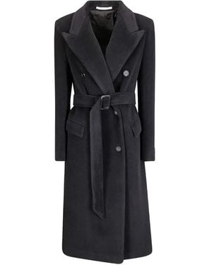 Tagliatore Belted Double-Breasted Coat - Black