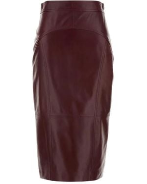 Max Mara Midirock mit Ledereinsätzen - Lila